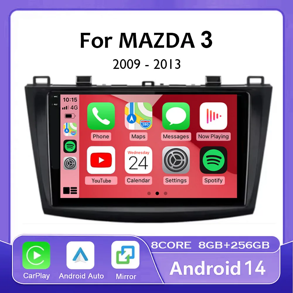 Android 14 For Mazda 5 3 CW 2010-2015 Wireless Carplay Stereo Head Unit Car Radio Central Multimedia Navigation Screen GPS 2DIN