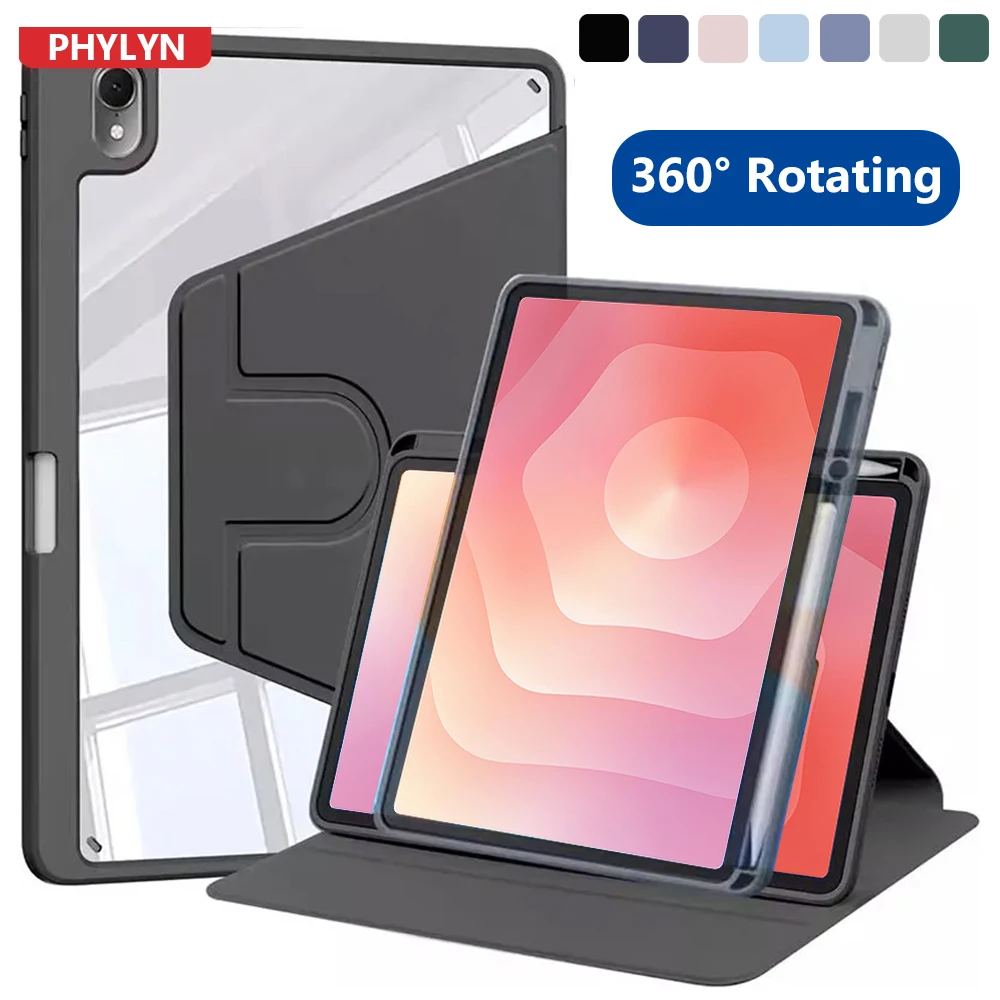 Für Samsung Galaxy Tab S11 11" 2025 Drehbare Acryl-Hülle 360° °   Drehbarer Ständer, Stiftschlitz, transparente, stoßfeste Abdeckung