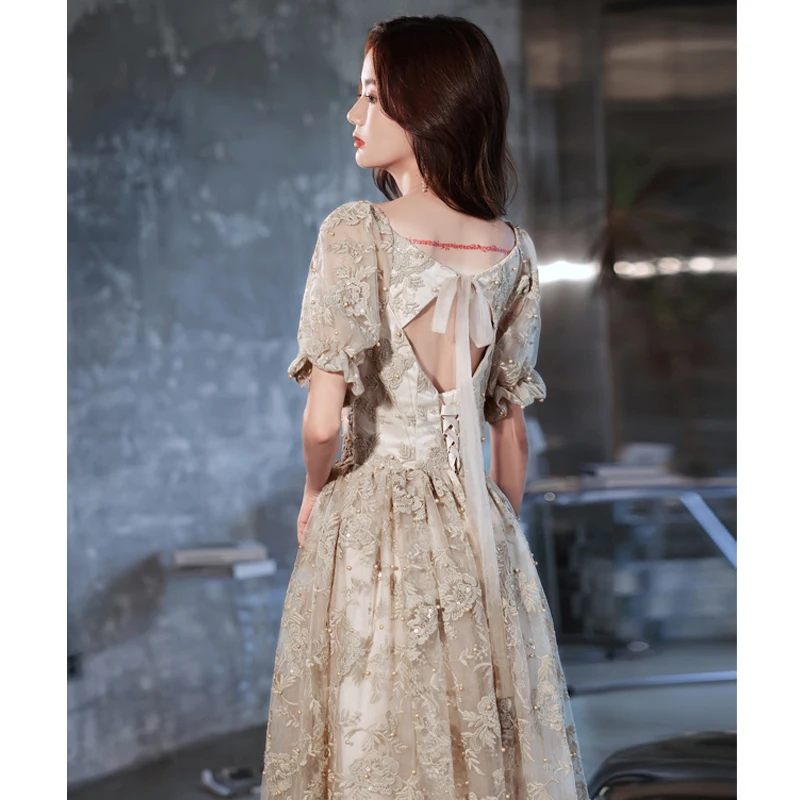 

Ele Long Evening Gown for Women Vocal Art Exam High End Luxury Host Year End Dinner Slimming a Line Skirt Korean Sle