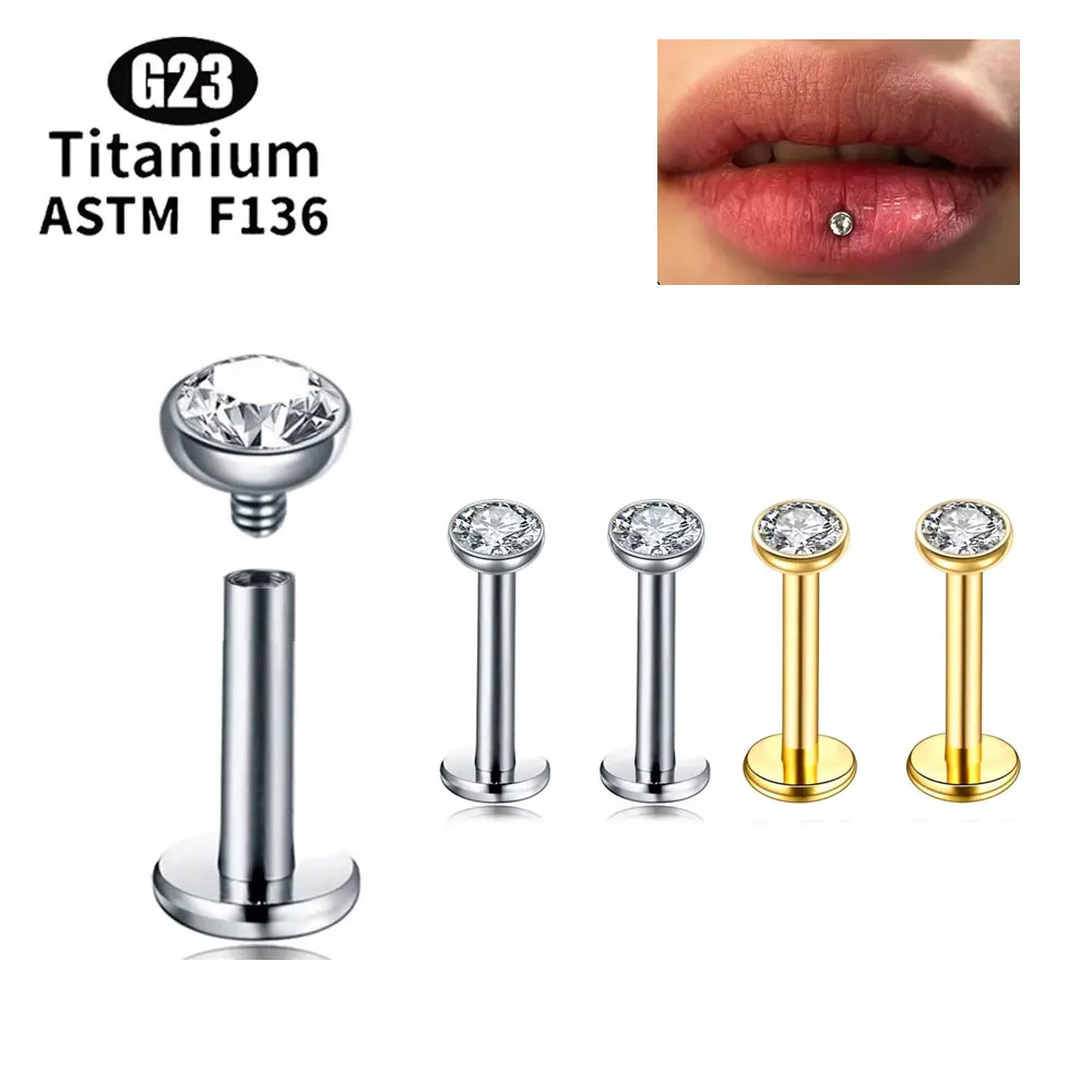 Nice Price 5/10/50pcs Crystal G23 Titanium Threaded Labret Piercing Cartilage Tragus Helix Earrings Stud Piericng Jewelry Gift