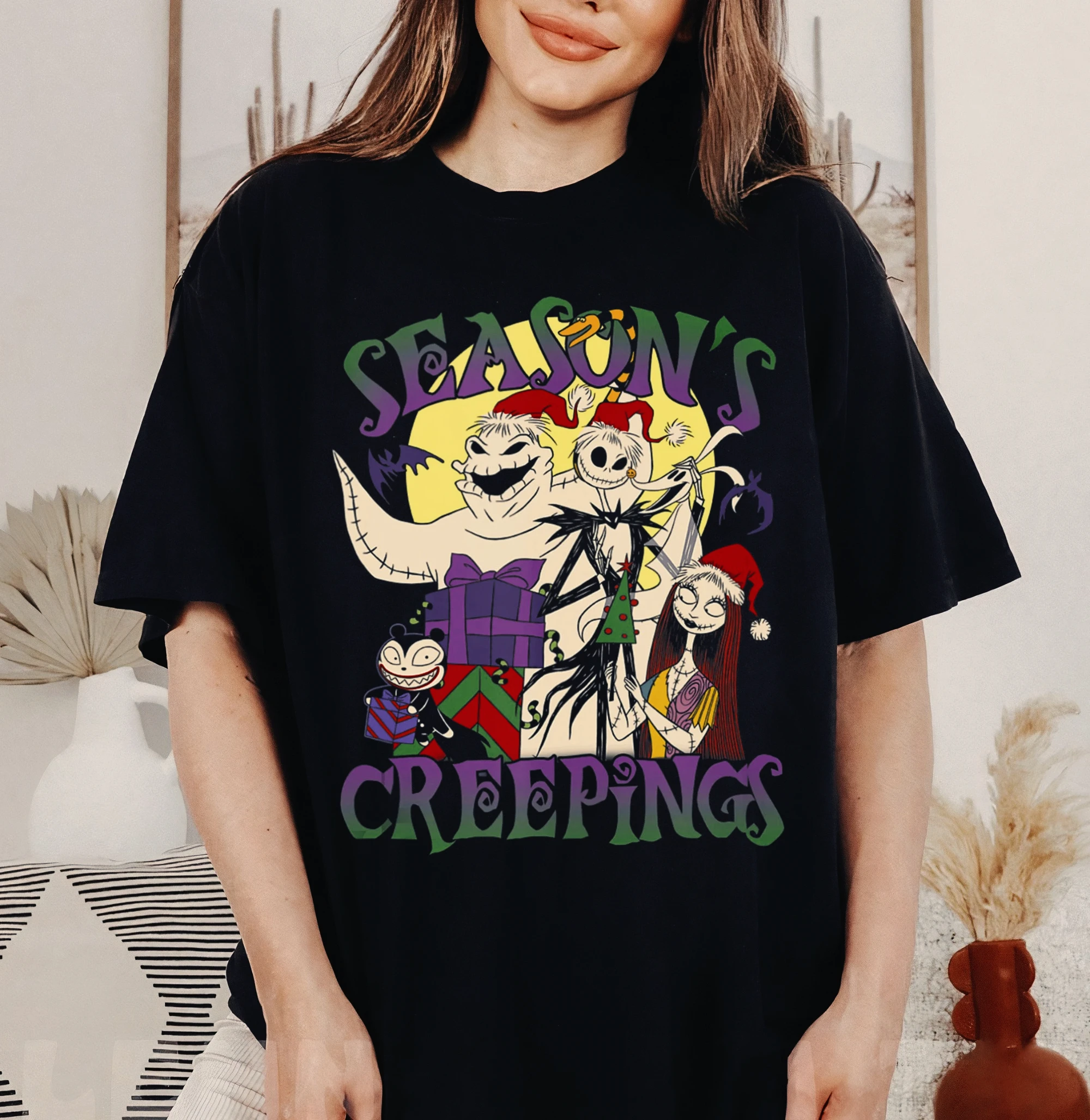 

Disney Nightmare Before Christmas Print T-shirt Women's Short Sleeve Boys Clothes Family Parent-Child Outfit Kids Clothes Girls