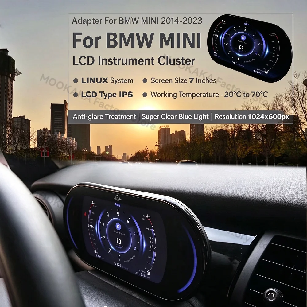 Auto Gauge For BMW mini 2014~2023 LCD Instrument Digital Cluster Linux system 12.3 Inch Speed Meter Dashboard Panel