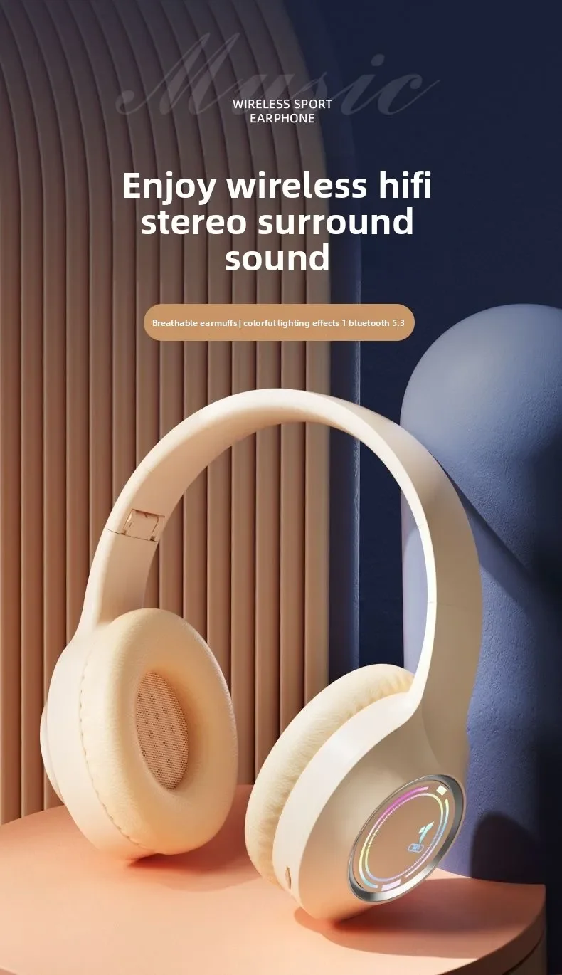 M3 Gaming Bluetooth Headset with LED Universal Foldable Microphone High Aesthetic Value for Gaming And Music