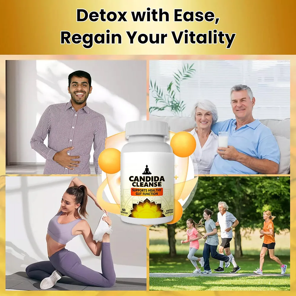Candida Cleanse — добавка для поддержки желоба и толстой кишки для мужчин и женщин — натуральные травы для детоксикации кишечника — 60 капсул
