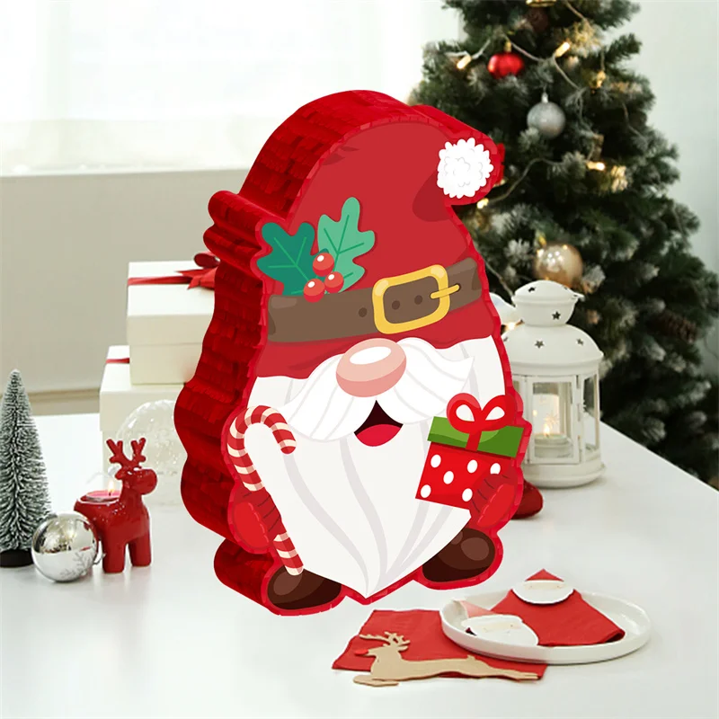 

Christmas Elf Pinata with a with Stick Blindfold Kids Game Props Piñata Candy Gift Pinata Decoration for Xmas Navidad Noel Party