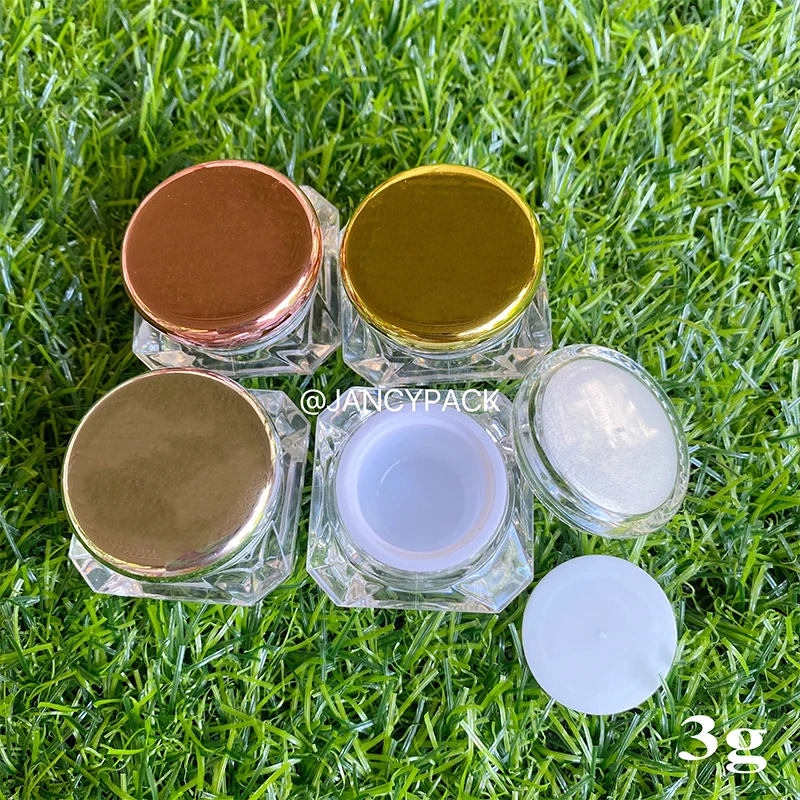 1 Uds. Tarro de plástico vacío con forma de diamante, bote transparente para decoración de uñas, brillos en forma de diamante, sombra de ojos, crema, bálsamo labial, contenedor de almacenamiento