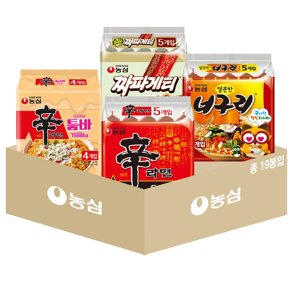 Nongshim bag mixed 19 bags (Shinra nmyeon 5 Shinra nmyeon Tomba 4 5 Twinkus 5 Chapa Getty 5)