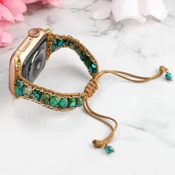 Bohemian Natural Stone Strap for Apple Watch Ultra/2 10 9 8 7 6 5 4 SE Braided Bracelet Band 49mm 46mm 45mm 44mm 41mm 40mm Belt