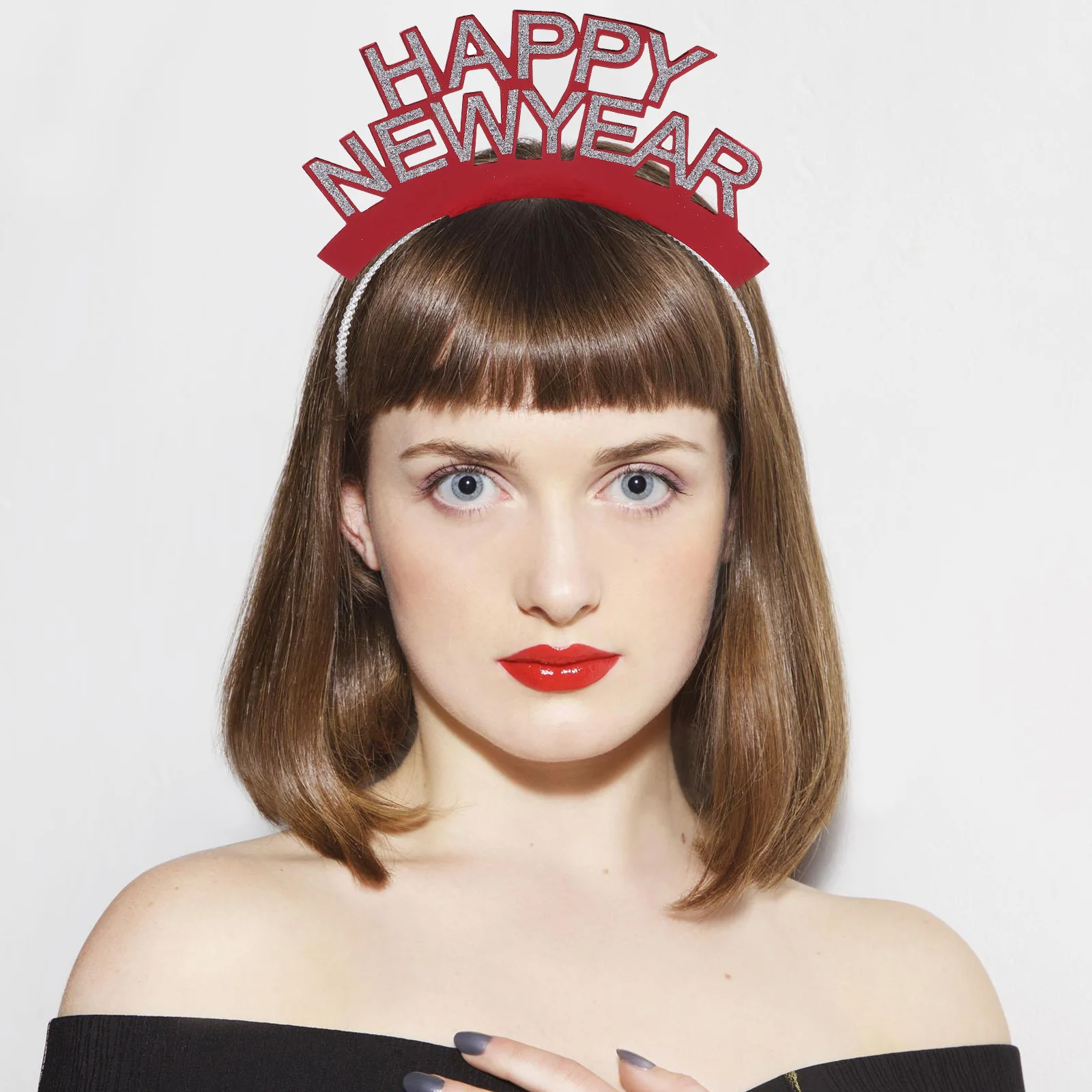 

6 Pcs Glitter Happy New Year Headb s Colorful Hair Hoops Party Headdress New Year Eve Headwear Photo Booth Props Gifts