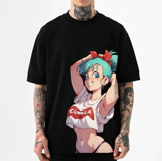 Dragon Ball Herren-Freizeit-T-Shirt – Sommerliches japanisches klassisches Bulma-Muster, hochwertiges, weiches und bequemes Kinderbekleidungsshirt – Detail 6