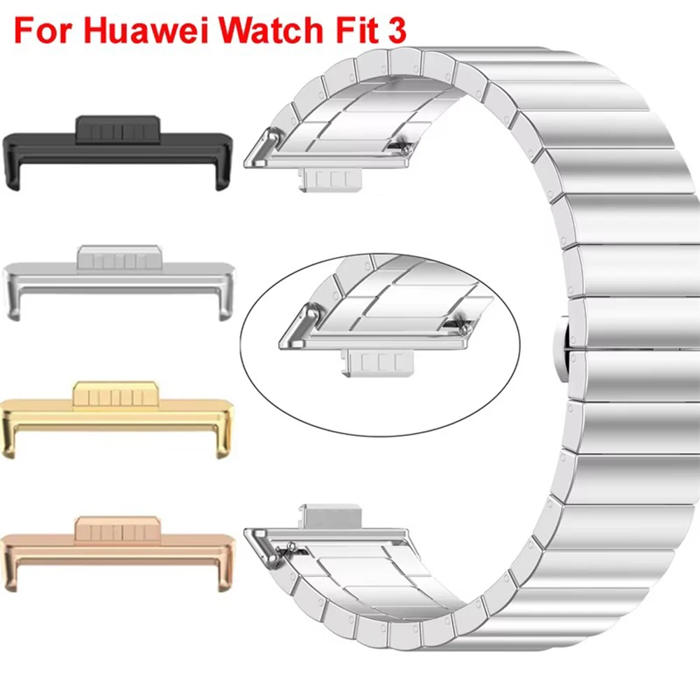 1 par adaptador para huawei relógio ajuste 3 pulseira de metal conector pulseira 20mm adaptador aço inoxidável huawei relógio fit3