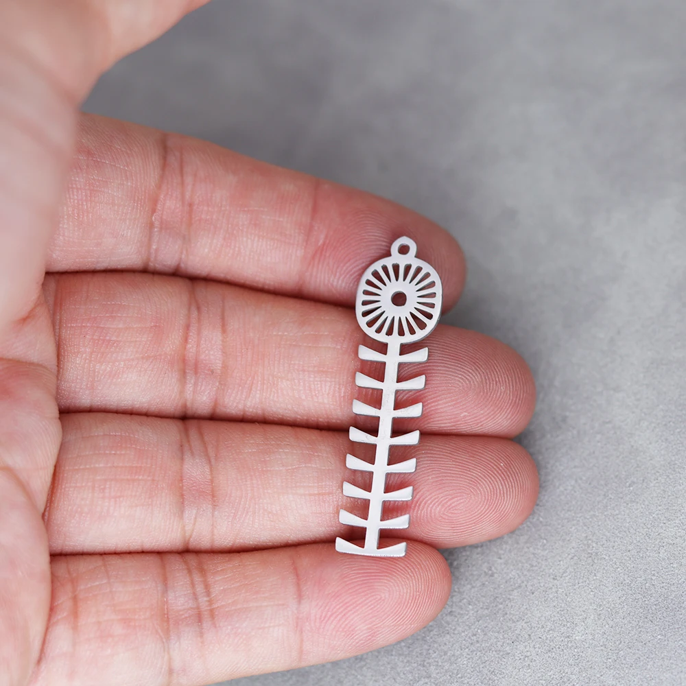 

3pcs/lot Flower Long Leaf Stainless Steel Pendant DIY Fashion Tassels Earring Necklace Charms for Jewelry Making Accessories