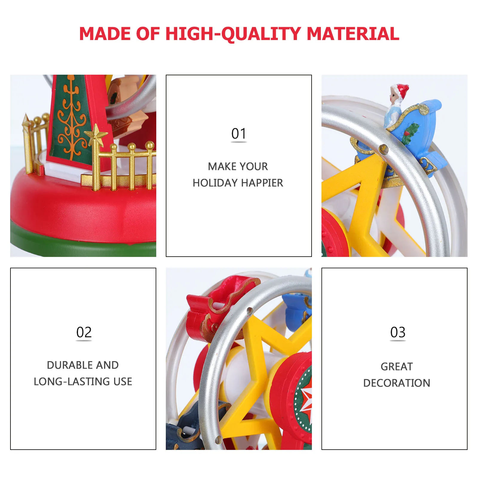 

1pc Ferris Wheel Music Box Glowing Desktop Decor Xmas Gift Plastic Melody Box Sky Wheel Shape Luminous Kids Tabletop Ornament