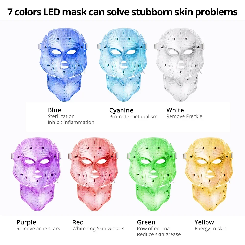 7 色 LED 光療法フェイシャルマスクフォトンアンチエイジング抗しわ若返りワイヤレスフェイスマスクスキンケア Beatuy デバイス