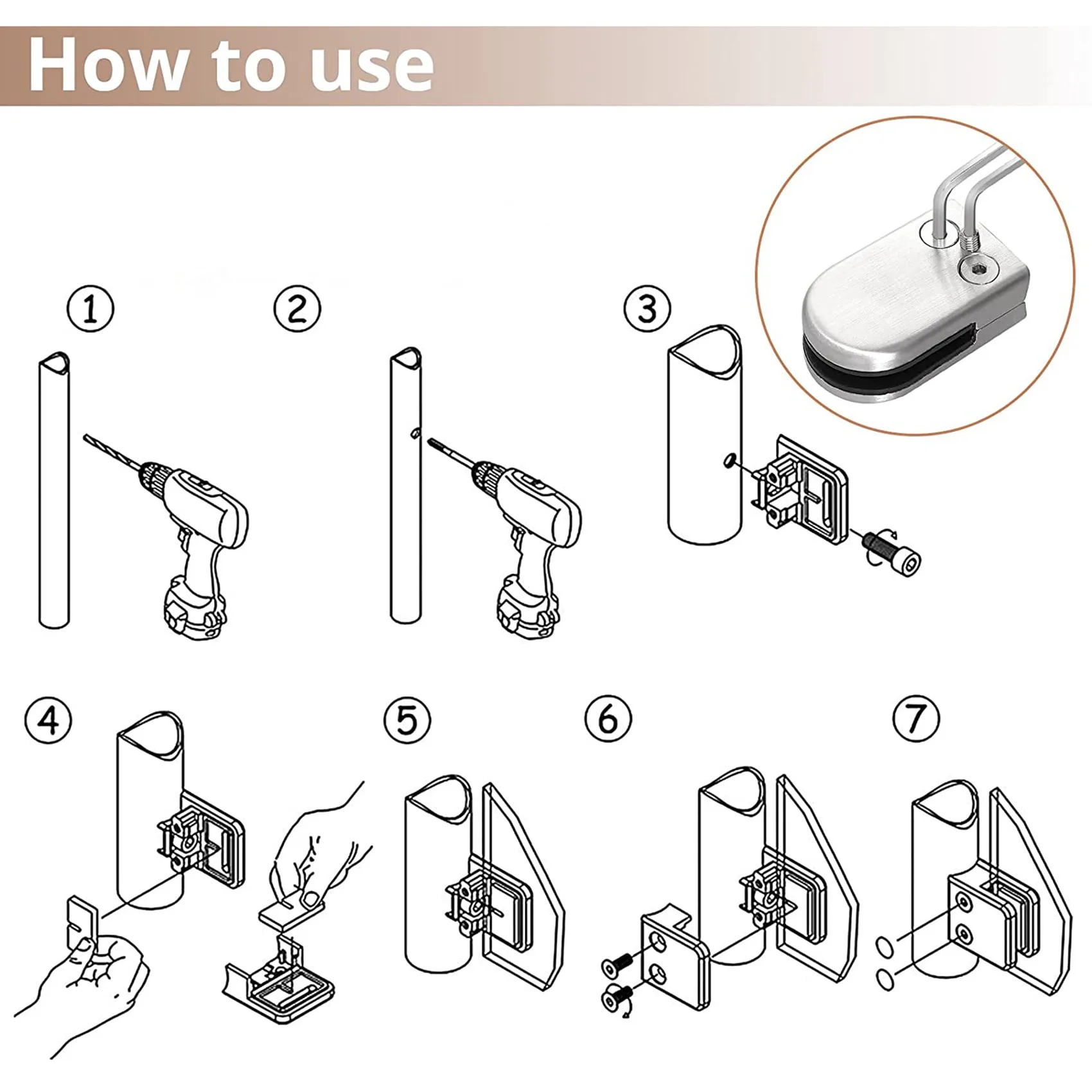 Stainless Steel Glass Clip 304 Stainless Steel Glass Clip Holder Terrain Plane Connector Glass Clip Size for 6-8mm Glass