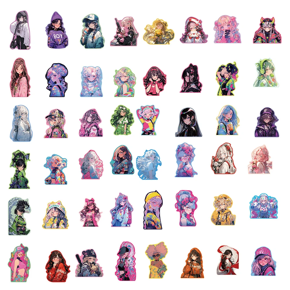 10/30/50PCS Anime Cute Colorful Girls Waterproof Stickers INS Style Decals Phone Suitcase Stationary Fridge Laptop Sticker Gift