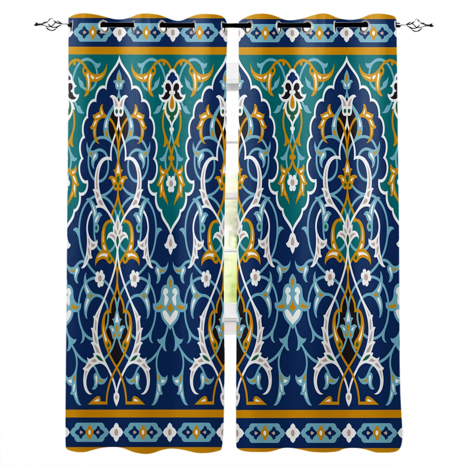 Blue Art Flower Vine Blackout Curtains Window Curtains For Bedroom Living Room Decor Window Treatments