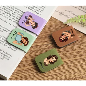 1pc Name Bookmark with pretty girls,Custom Leather pretty girls Bookmark,Personalized Magnetic Bookmark,Book Lover Birthday Gift