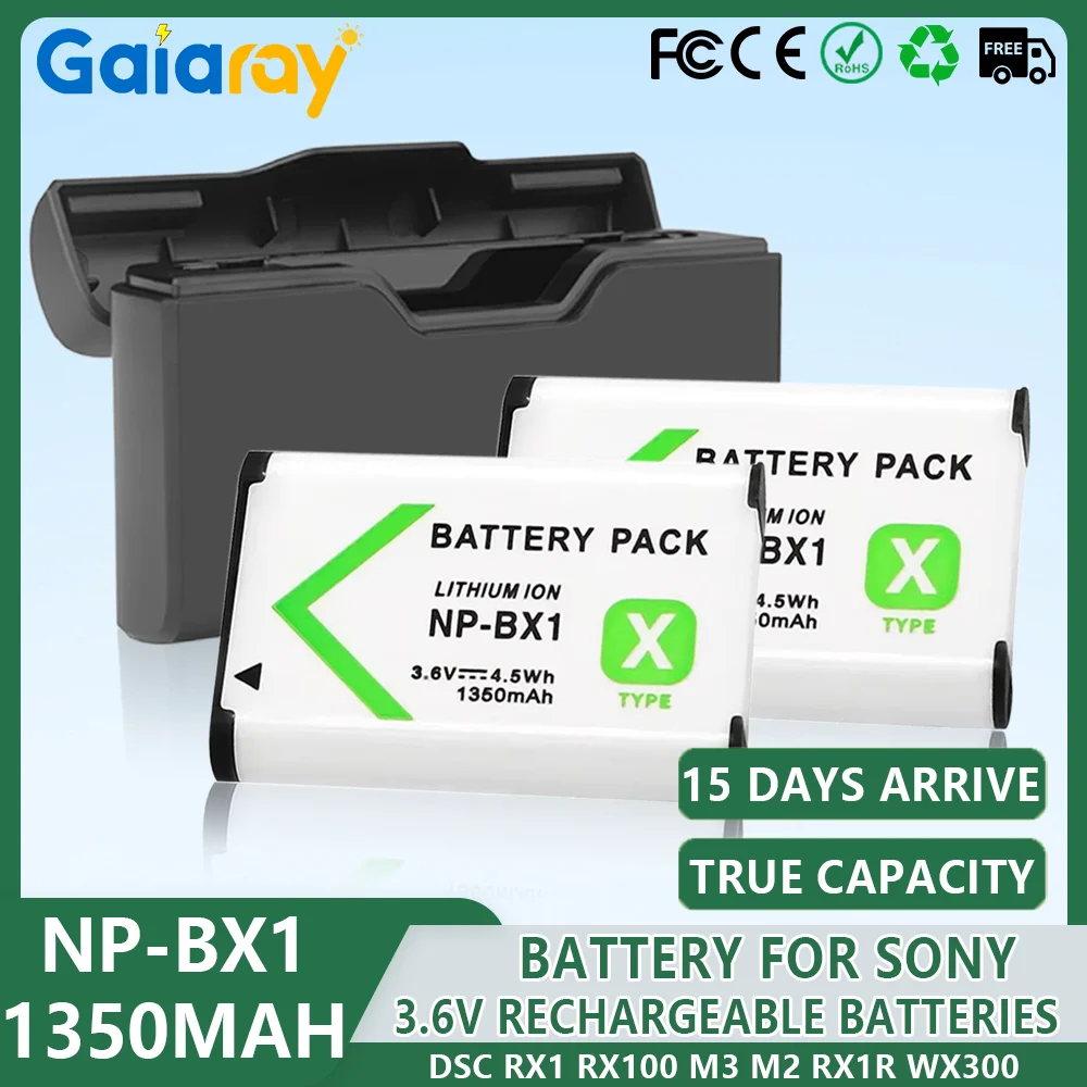 3.6V 1350mAh NP-BX1 NPBX1 Battery+3 Slots Charger For Sony FDR-X3000R RX100 M7 M6 HX400 HX60 WX350 AS300V HDR-AS300R ZV1 ZV-1F
