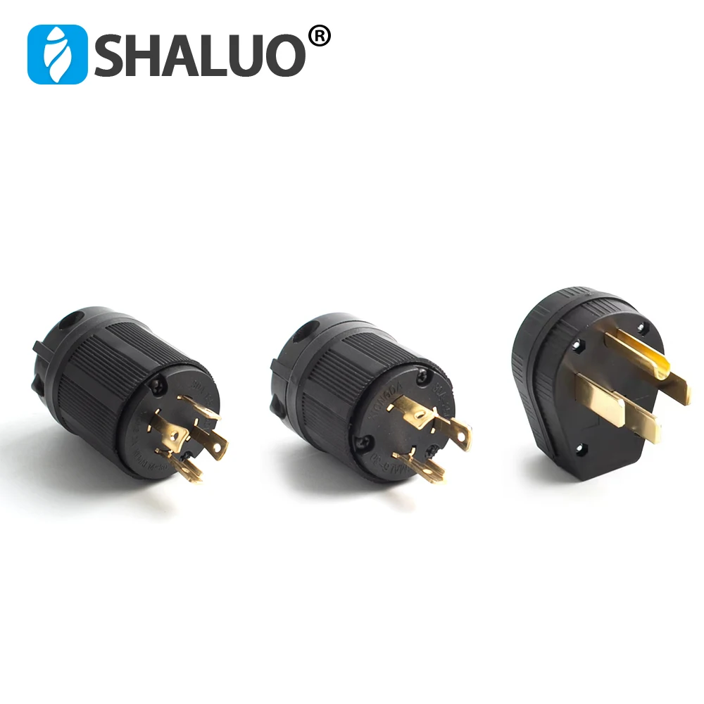 US American Plug 4 or 3 hole L3-30 30A 250V NEMA L14-50P 50A 125-250V Anti-off Industry Power Plug Socket Inline Wire Connector