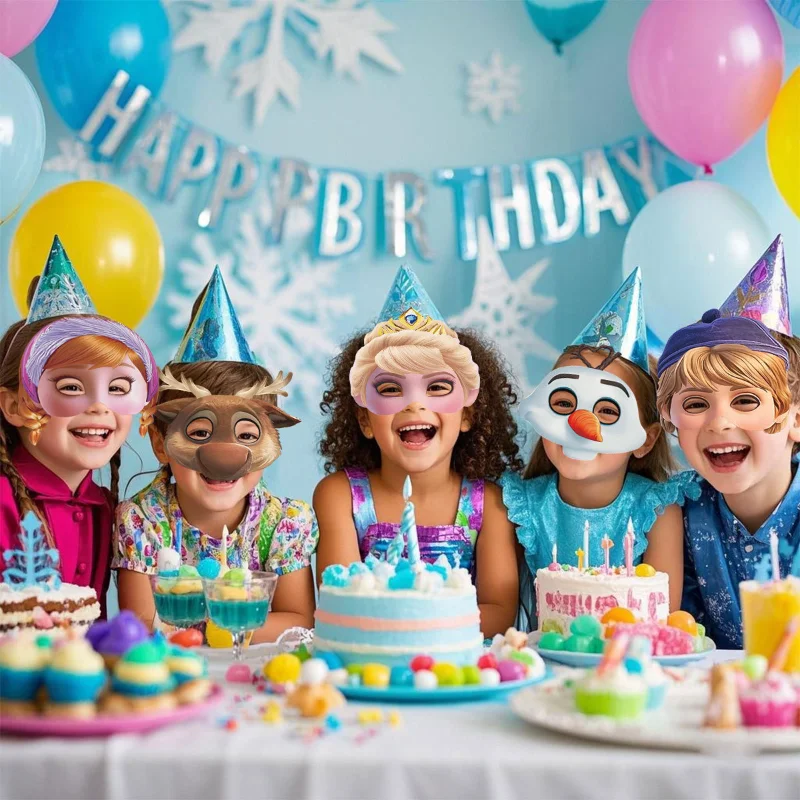 12 قطعة قناع ديزني فروزن لوازم الحفلات آنا إلسا فروزن ورقة نظارات قناع الفتيات عيد ميلاد التصوير الدعائم هدايا الحفلات #3