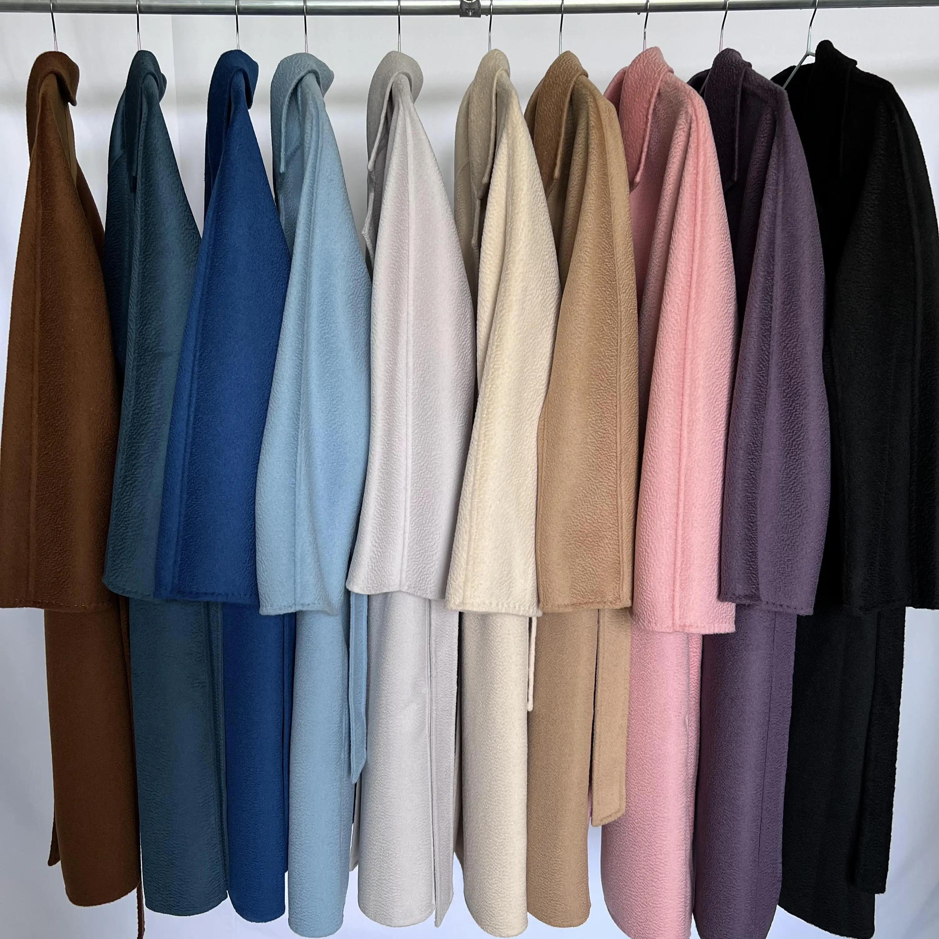 Cashmere Coat Women Autumn Winter Mid Length Wool Coat Female Camel Black Lace-Up Casual Jacket Classic Double Breasted Coat