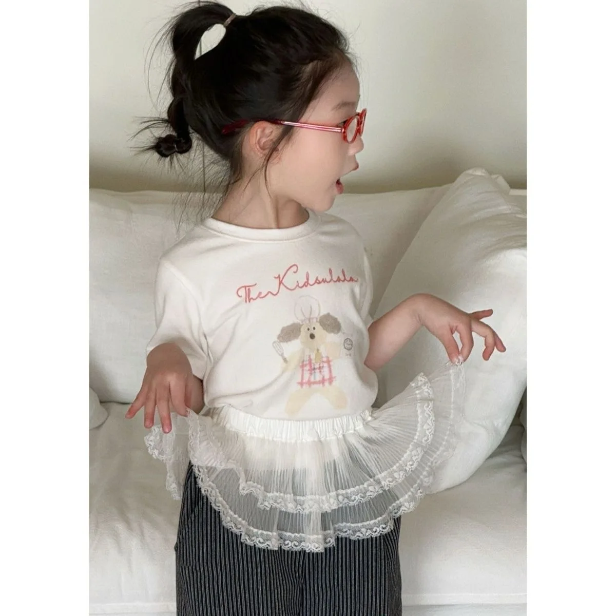 Girls Ballet Skirt with Embroidery Decorative Curtain Four Seasons New Style Korean Version Baby Short Skirt Layered Wear