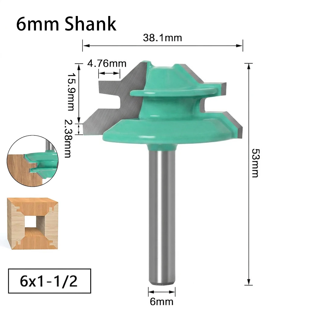 

6mm Shank 45° Jointing Wood Router Bit For Wood 90 Degree Corner Tenon Forming And Panel Splicing Machining Milling Cutter