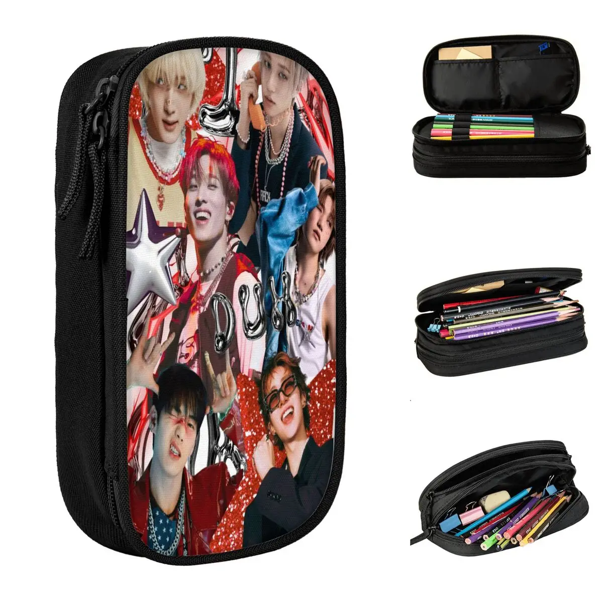 دهن! P1Harmony Kpop ألبوم الموسيقى مقلمة صندوق القلم الكلاسيكي أكياس للطلاب تخزين كبير اللوازم المدرسية هدية pencelcases