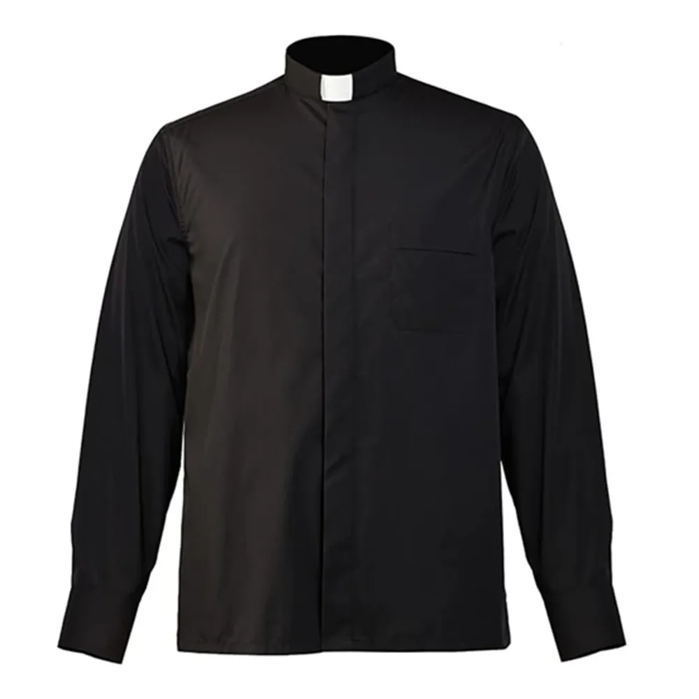 Chemise de Jeu de Rôle Missionnaire, Chemise Noire de Prêtre pour Cosplay, Haut à Manches Longues pour Ministre et Prédicateur de l'Église Catholique 2025