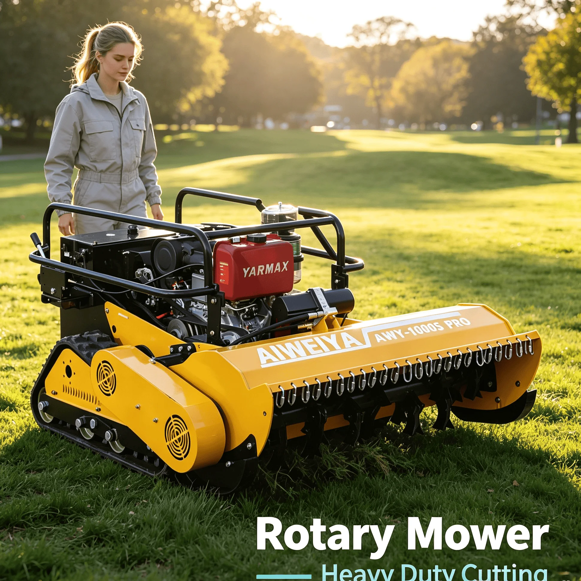 Customized Hillside Country Farm 920A Gas Remote Lawn Mower, Heavy-duty Cutting Head Cuts Tall Wild Grass Effortlessly