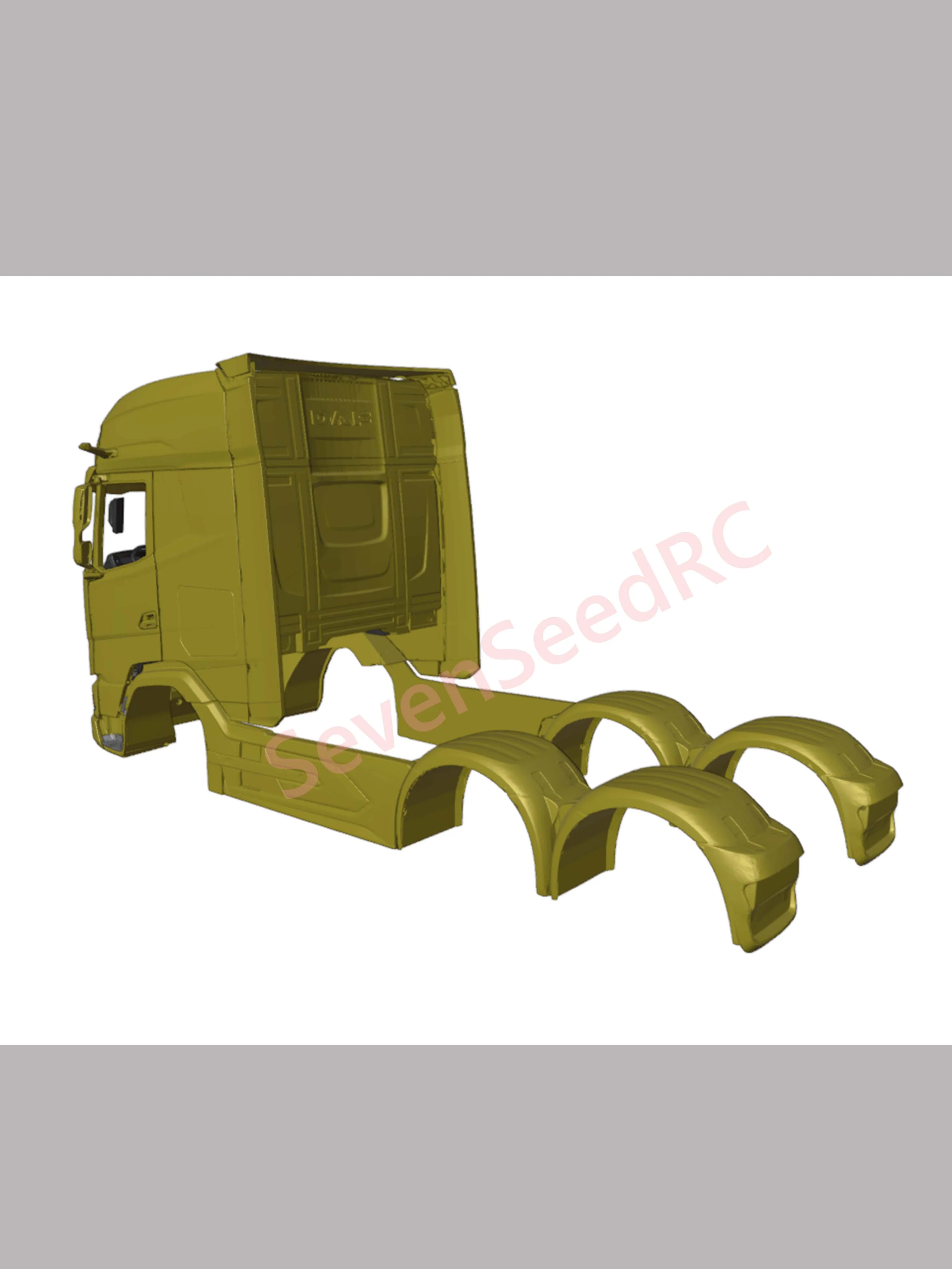 3D Printed Truck Cab DAF XG 1/14 For Fmx Static Dot Model JDM Tamiya Lesu Lxy Scaleclub SCX10 TRX6 Crossrc NT JT4 view 2