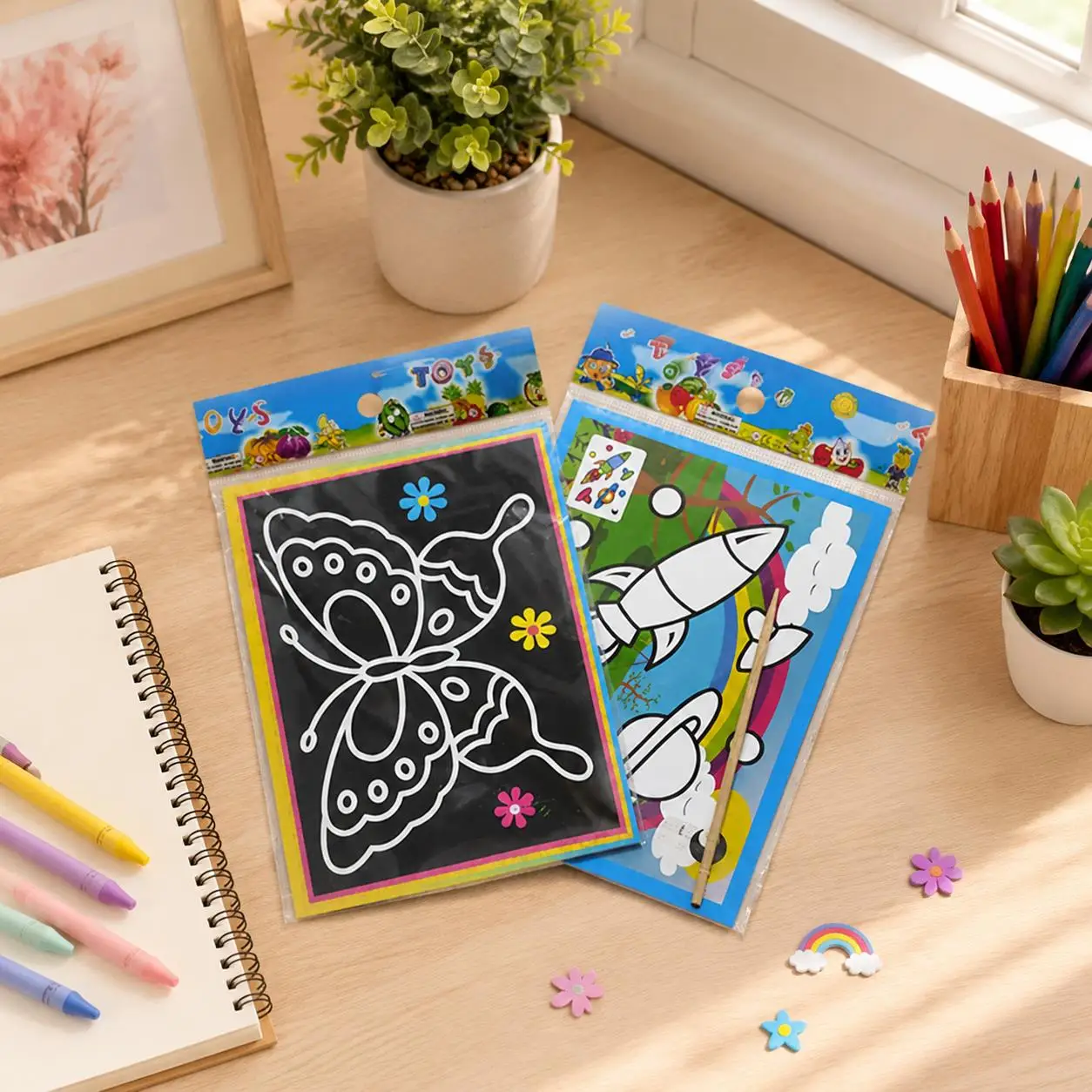 Bulk Scratch Off Paper Sets Colorful Rainbow Drawing Pads with Outline Patterns for Travel Activities Office Desk Creativity TMZ
