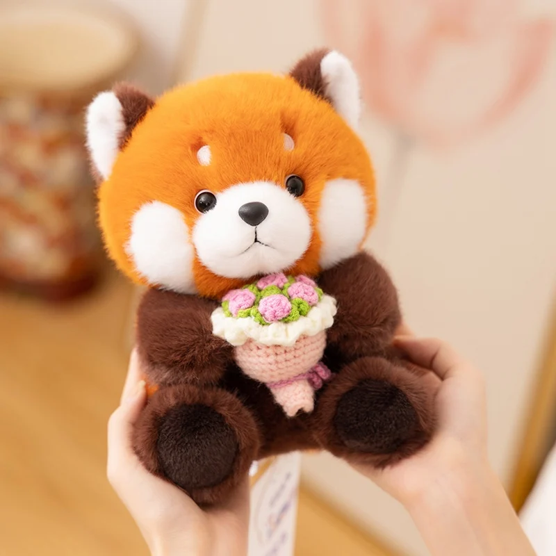 Creatieve draagbare bloem groundhog hoed met roos knuffels knuffeldier zachte minder panda plushi pop bruiloft Valentijn cadeau