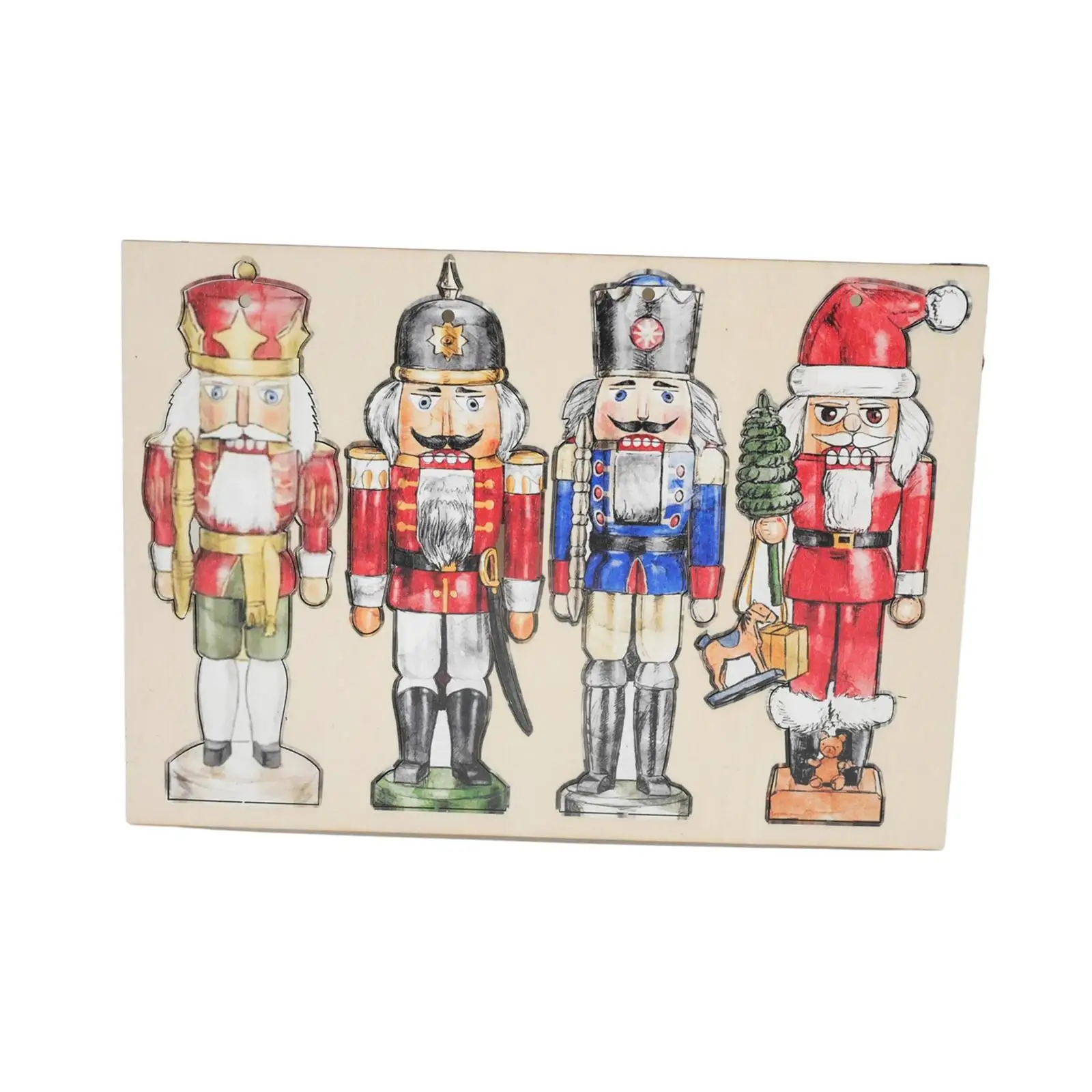 Christmas Wooden Nutcracker Soldier Hanging Figure Ornament with Ropes Festive Tree Decorations for Window Door Shelf Display