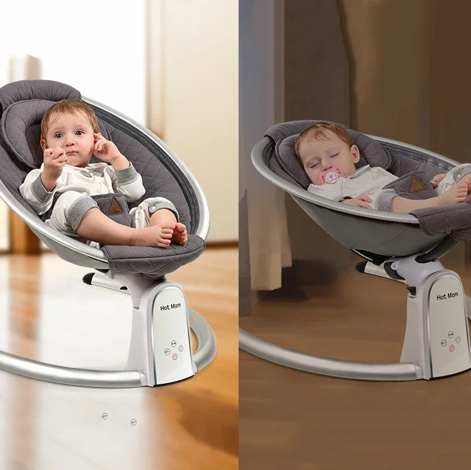 Electric Baby Bouncers with Bluetooth and Five Gear Swing,Hot Mom Intelligence Timing Baby Swing,Pure Cotton Baby Rocker Cardle