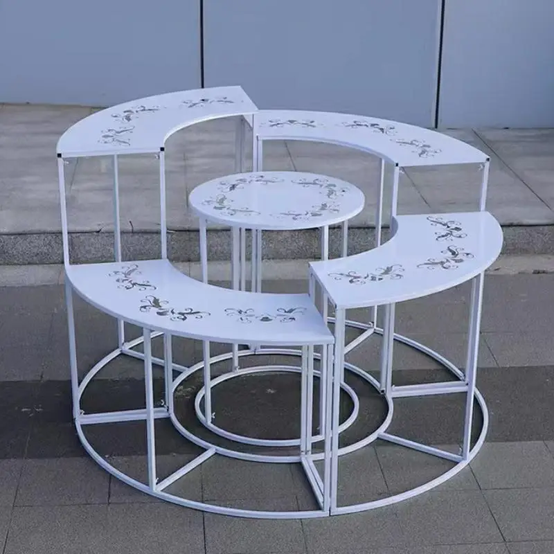 

New Arrival Wedding Props, Iron Hollow Carved Dessert Table, Lawn Wedding Party Decoration, Circular S-shaped Cake Candy Rack