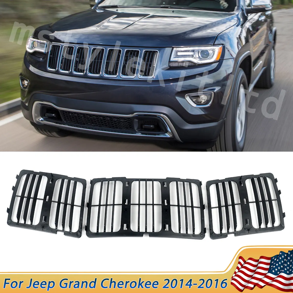 

SAIQINGSP 3pcs/set Grille Insert For 2014-2016 Jeep Grand Cherokee Textured Black Shell and Insert Car Accessories Tools