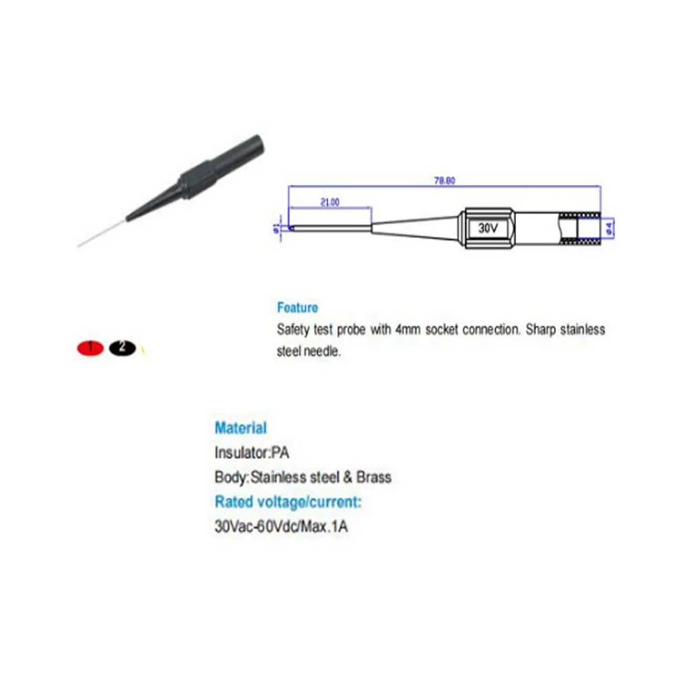 10 buah 1 mm uji jarum Probe Multimeter tusukan kembali Pin Multimeter pena uji osiloskop dengan 4mm soket pisang