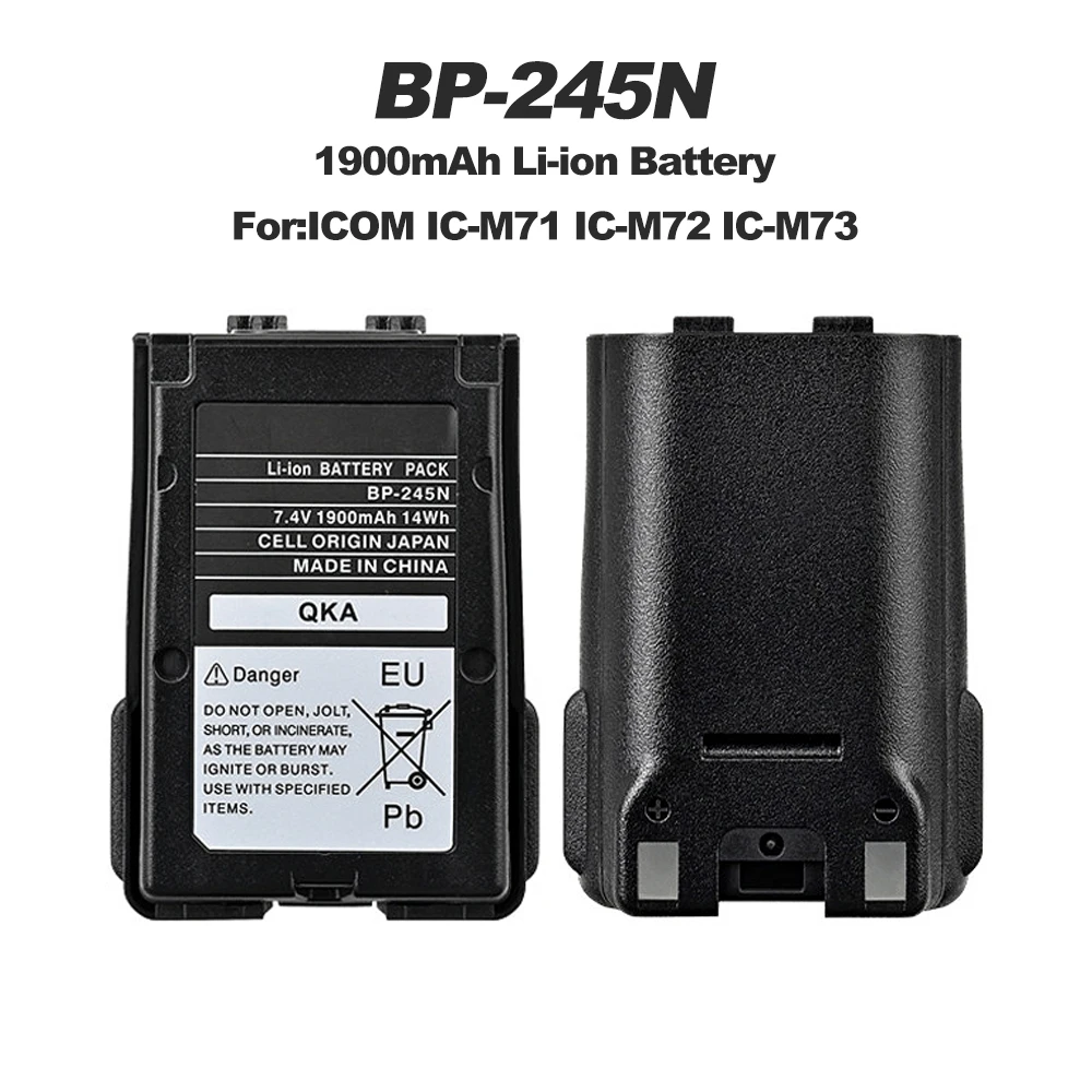 BP-245N Li-ion Battery 1900mAh Walkie Talkie Battery for ICOM IC-M71 IC-M72 IC-M73 Two Way Radio Replacement Battery Extra Parts