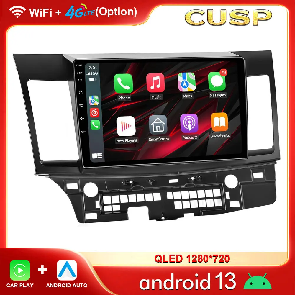 10.1 Inch Android Car Stereo Auto Radio Screen With Apple Carplay Android Auto 8G+128G Head Unit For MITSUBISHI LANCER 2007-2017