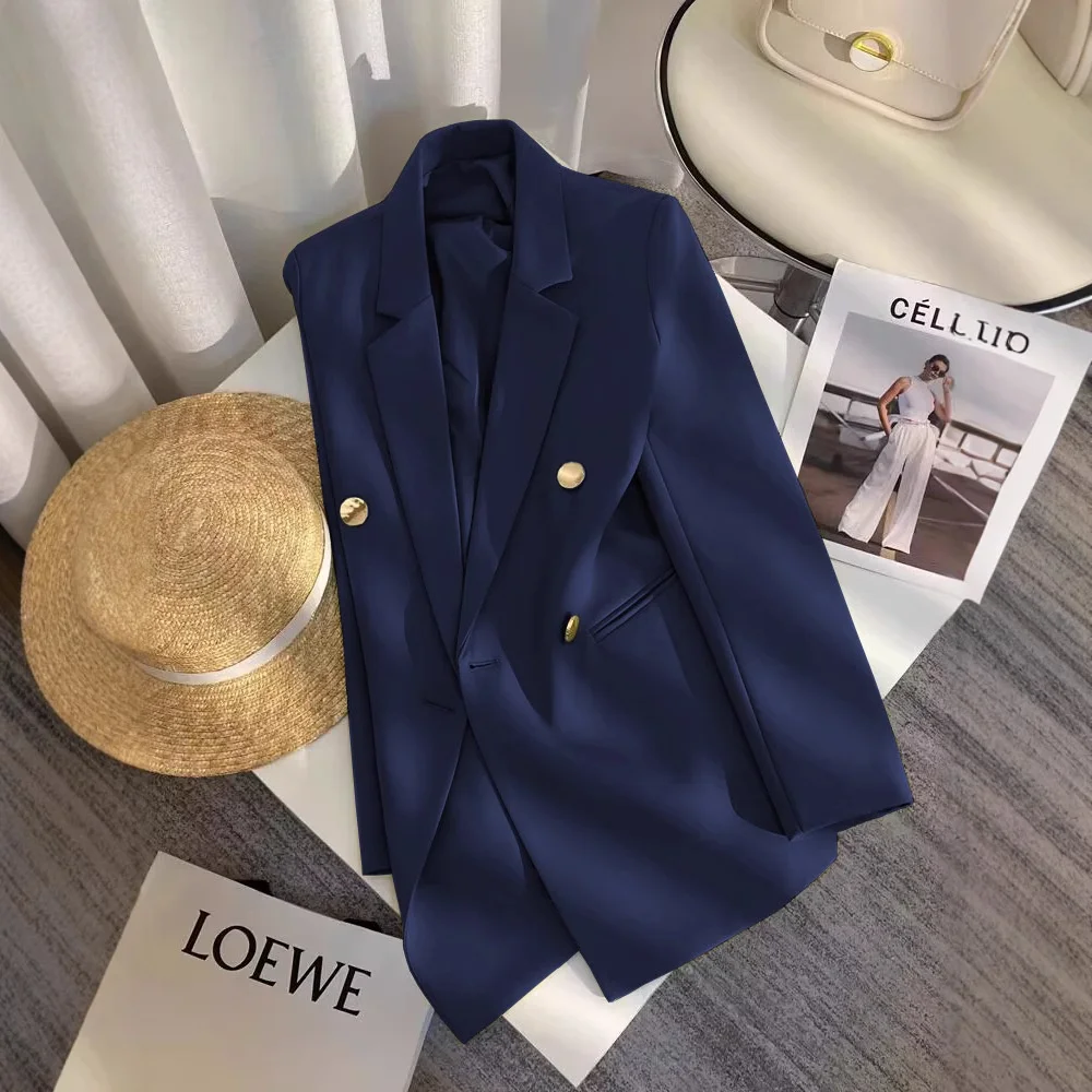 

New 2026 Small Suit Jacket Elegant Top Spring Autumn Versatile Commute Women's Outerwear Thin Polyester Splicing Process
