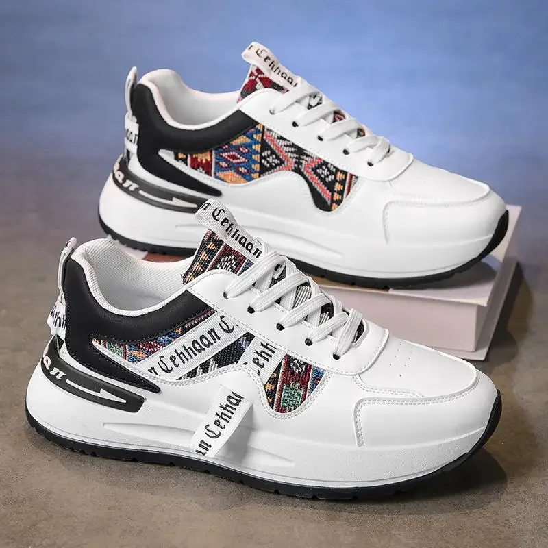 

Casual Sport Shoes Leather Surface Men's Thick Bottom Heightening Dad Shoes Live Broadcast Versatile Students Suitable Shoes