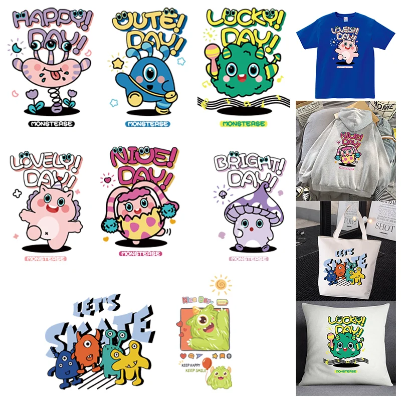 Cartoon Anime Monsters University Pattern Print Sticker，Clothing Thermoadhesive Patches Suitable for Hoodie,T-shirt,pillow,bag.