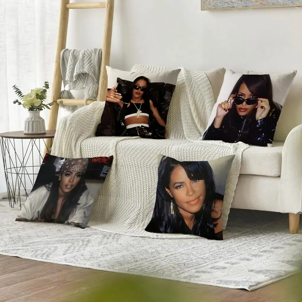 

Cool A-Aaliyah Cushion Cover Organic Linen Pillow Case Double-Sided Print Cushion Cover for Sofa Home Decor Gift