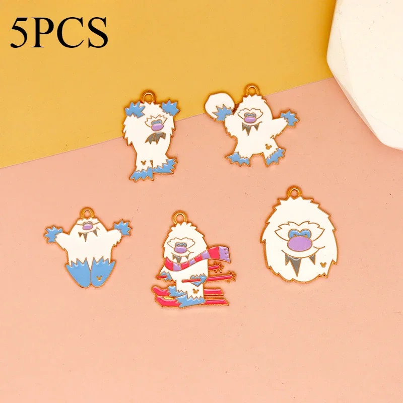 Cartoon Snow Monster DIY Accessories Snowman Alloy Dripping Oil Necklace Key Chain Pendant Pendant Schoolbag Anime Decoration