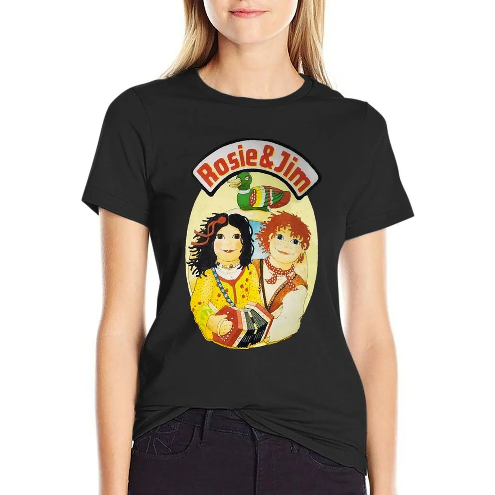 

Rosie and Jim rag dolls T-Shirt blanks hippie clothes plus sizes summer tops Women's t-shirt