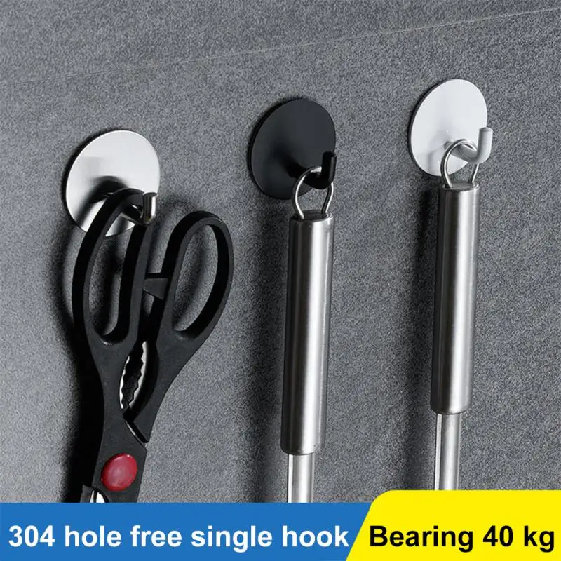 Wall Hook Storage Hanger 304 Stainless Steel Wall Hook Self-adhesive Towel Key Umbrella Hanger Hook For Kitchen Bathroom