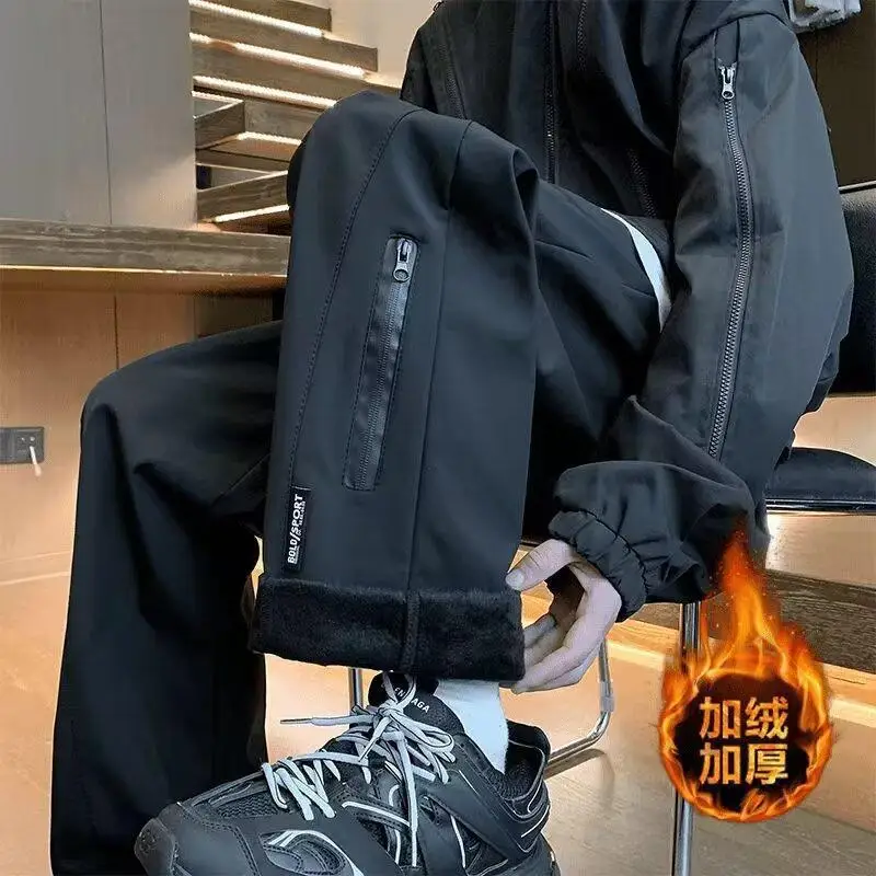 Outdoor softshell pants unisex2025New Autumn and Winter Workwear Pants with Fleece Lining, Casual Sports Long Pants