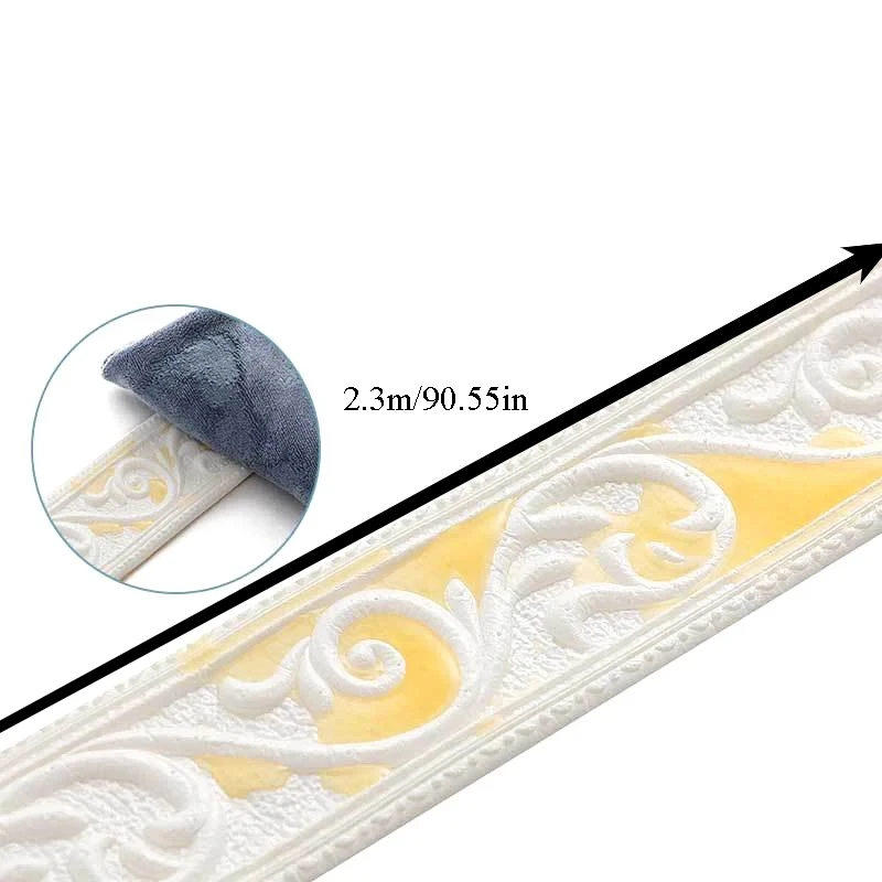 1pc 2.3m Wall Trim Line Skirting Sticker Self-Adhesive Waterproof Baseboard Wallpaper Wall Stickers Home Decorations Wall Strips